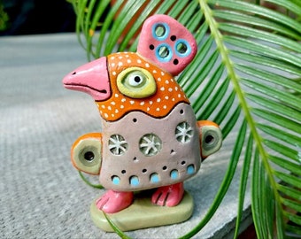 Ceramic bird figurine Handmade bird Spring bird  Clay bird sculpture Pottery bird home decor