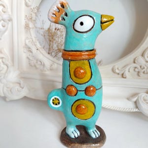 Ceramic bird figurine Handmade bird Blue bird Clay bird sculpture Tropical bird Ceramic home decor