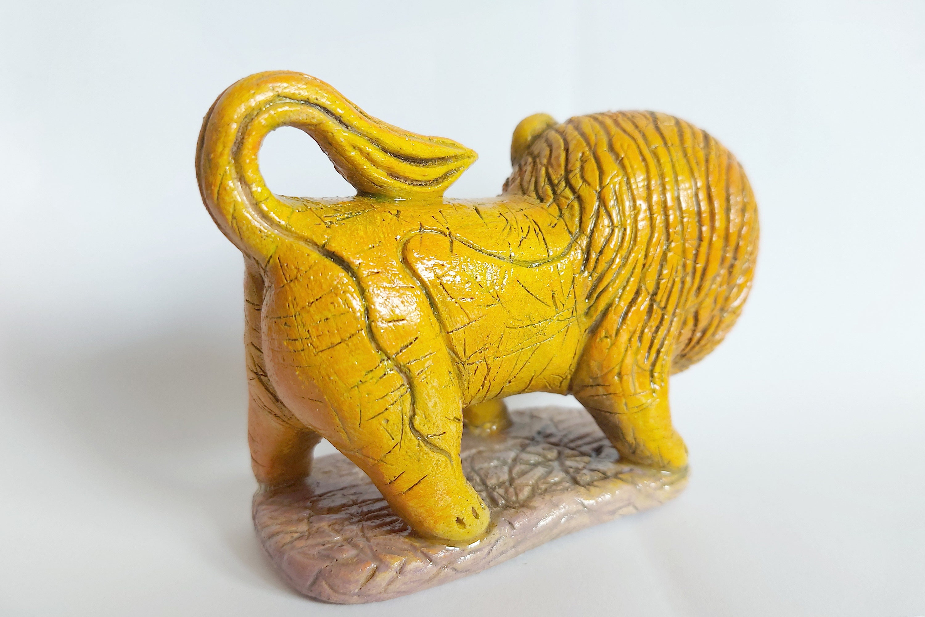 Ceramic lion figurine Handmade lion Pottery lion Orange lion Etsy