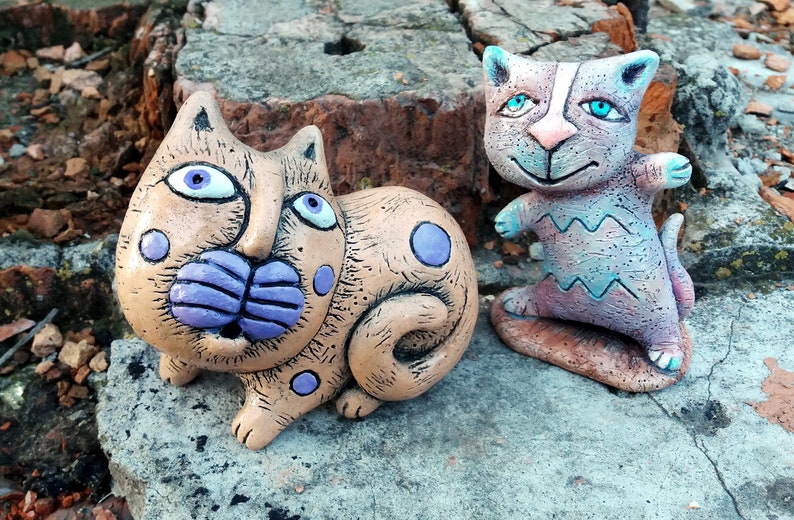 Gato de cerámica hecho a mano arcilla gato regalo para gatos Etsy
