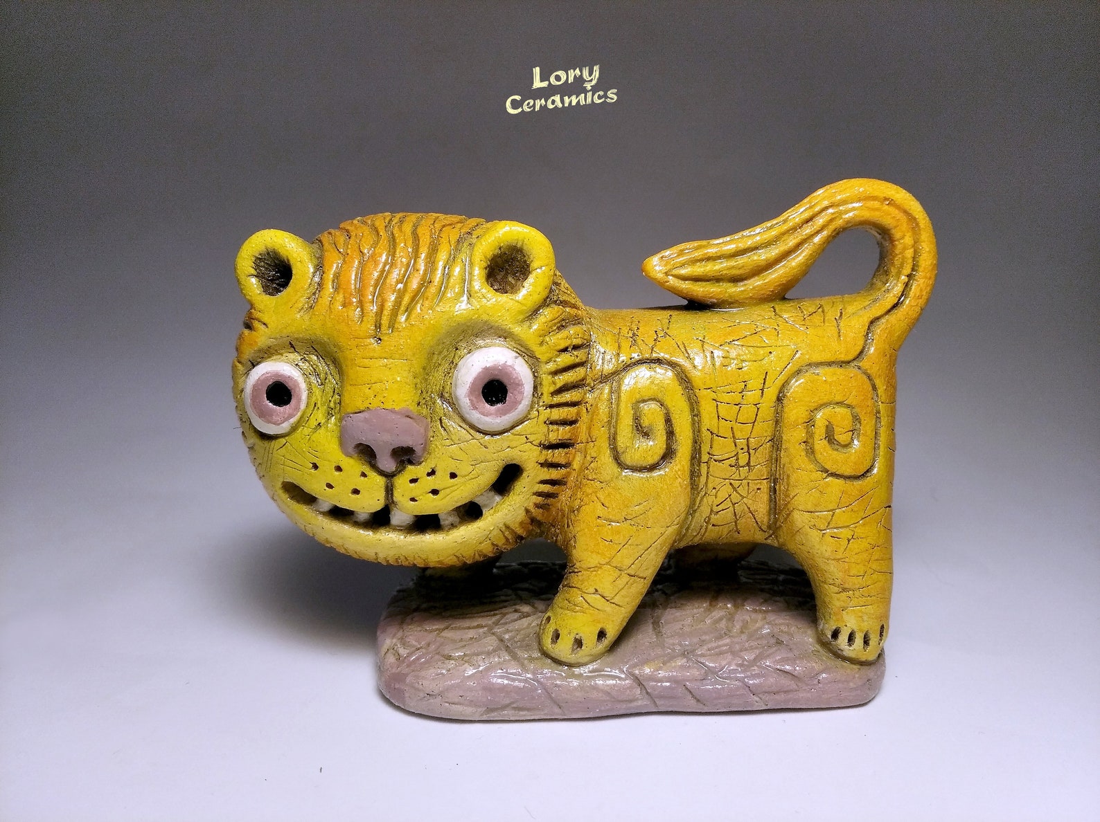Ceramic Lion Figurine Handmade Lion Pottery Lion Orange Lion Etsy