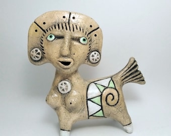 Handmade Ceramic Centaur Figurine: Ethnic Fantasy Sculpture