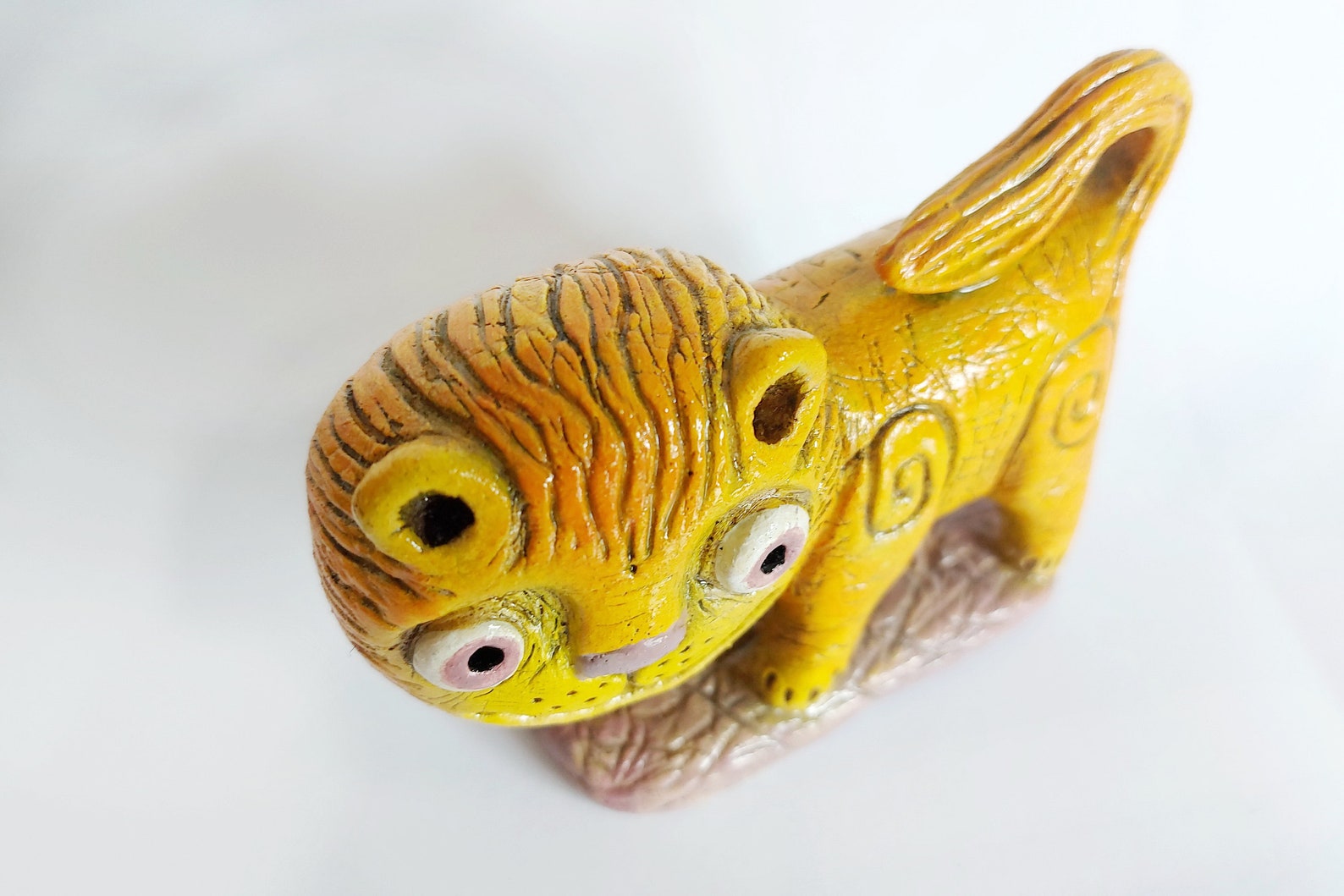 Ceramic Lion Figurine Handmade Lion Pottery Lion Orange Lion Etsy