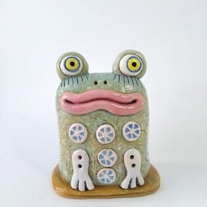 Ceramic frog figurine Clay frog Handmade frog sculpture Handmade frog Art frog