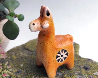 Handmade Ceramic Llama Figurine – One of a Kind
