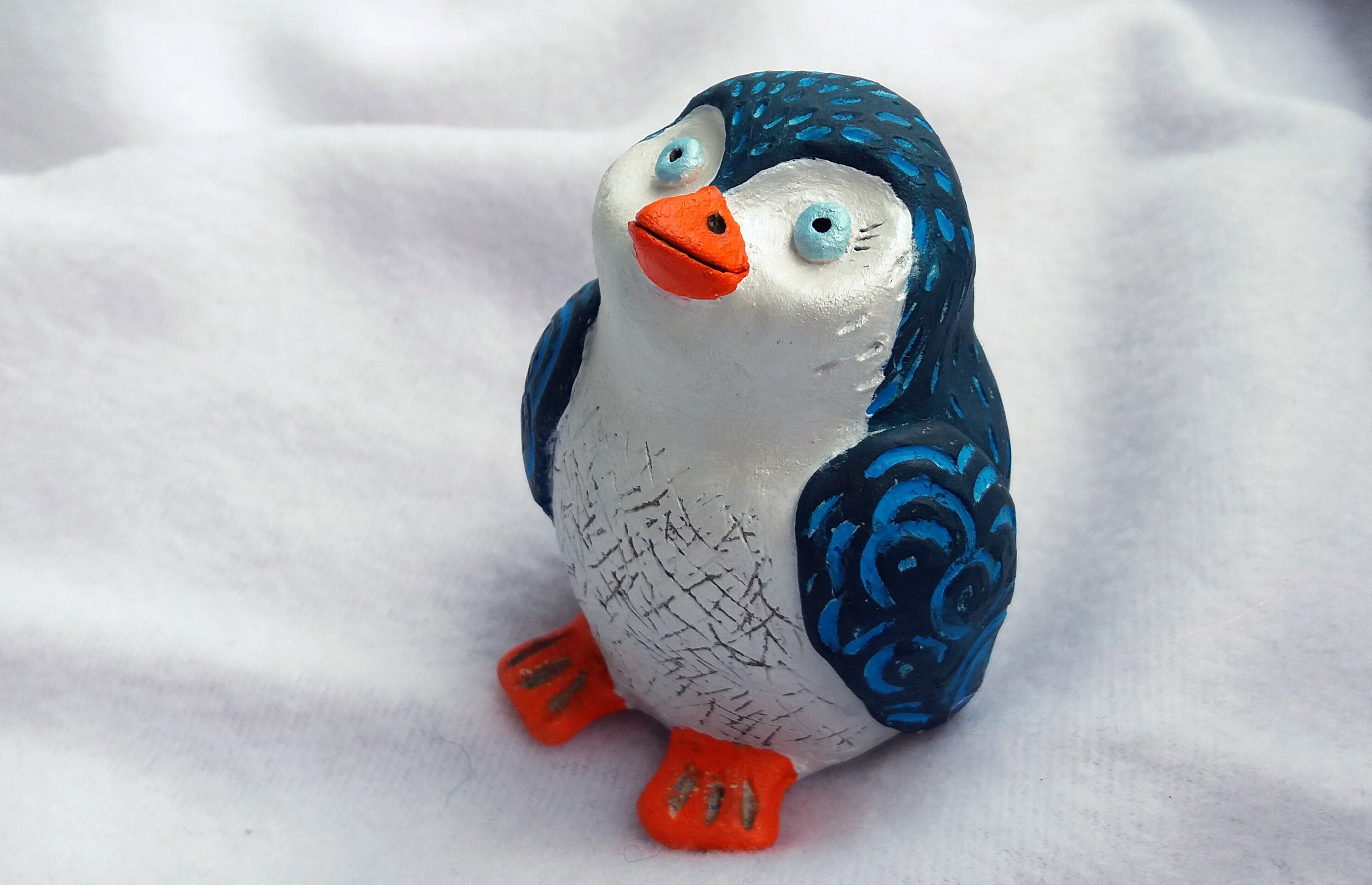 Handmade ceramic penguin Christmas figurine Clay penguin Etsy