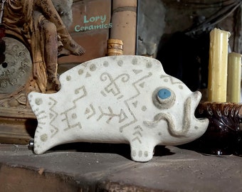 Ceramic fish figurine Handmade fish Clay fish Pottery fish decor Fish sculpture Ethnic fish
