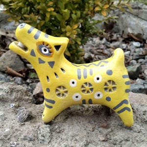 Ceramic dog figurine Handmade dog sculpture Crazy dog Clay dog Gift for dog lover Collectible dog statuette