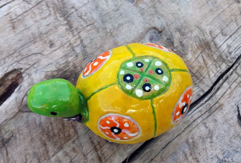 Handmade ceramic turtle Yellow clay turtle Sea turtle figurine Etsy