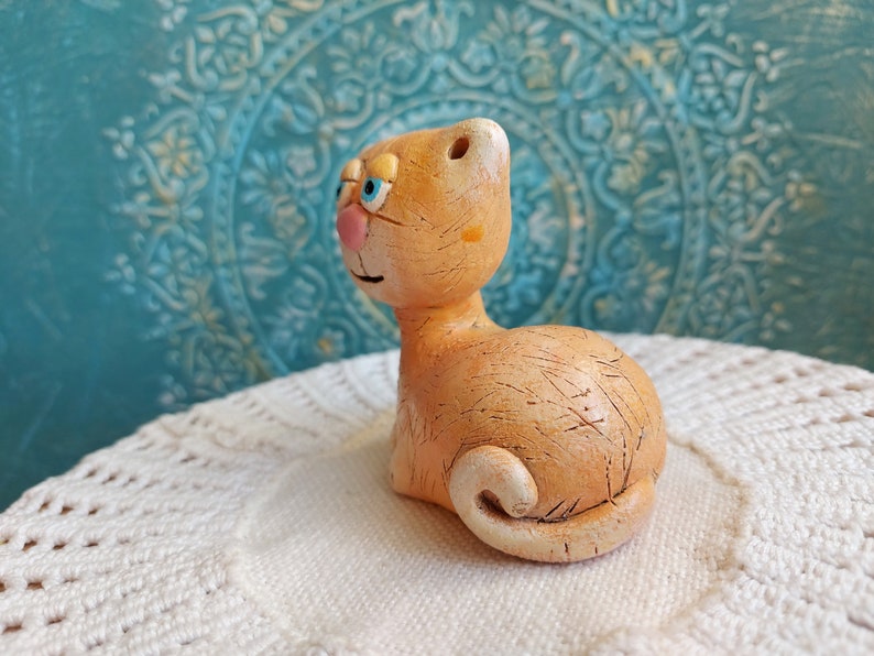Ceramic cat figurine Handmade cat Redheaded cat Clay cat Gift for cats lover Ceramic kitten image 10