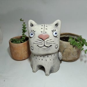 Ceramic cat figurine Gray cat sculpture Handmade cat Gift for cats lovers