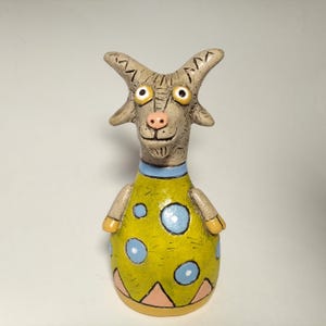 A Small Unique Handmade Goat Figurine : Author&#39;s Ceramics from Ukraine.