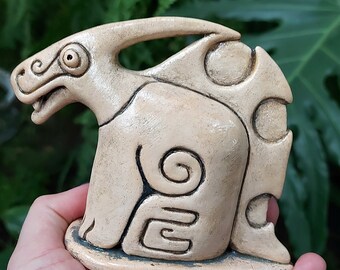 Handmade Ceramic Dragon Figurine: Ethnic Pottery Sculpture