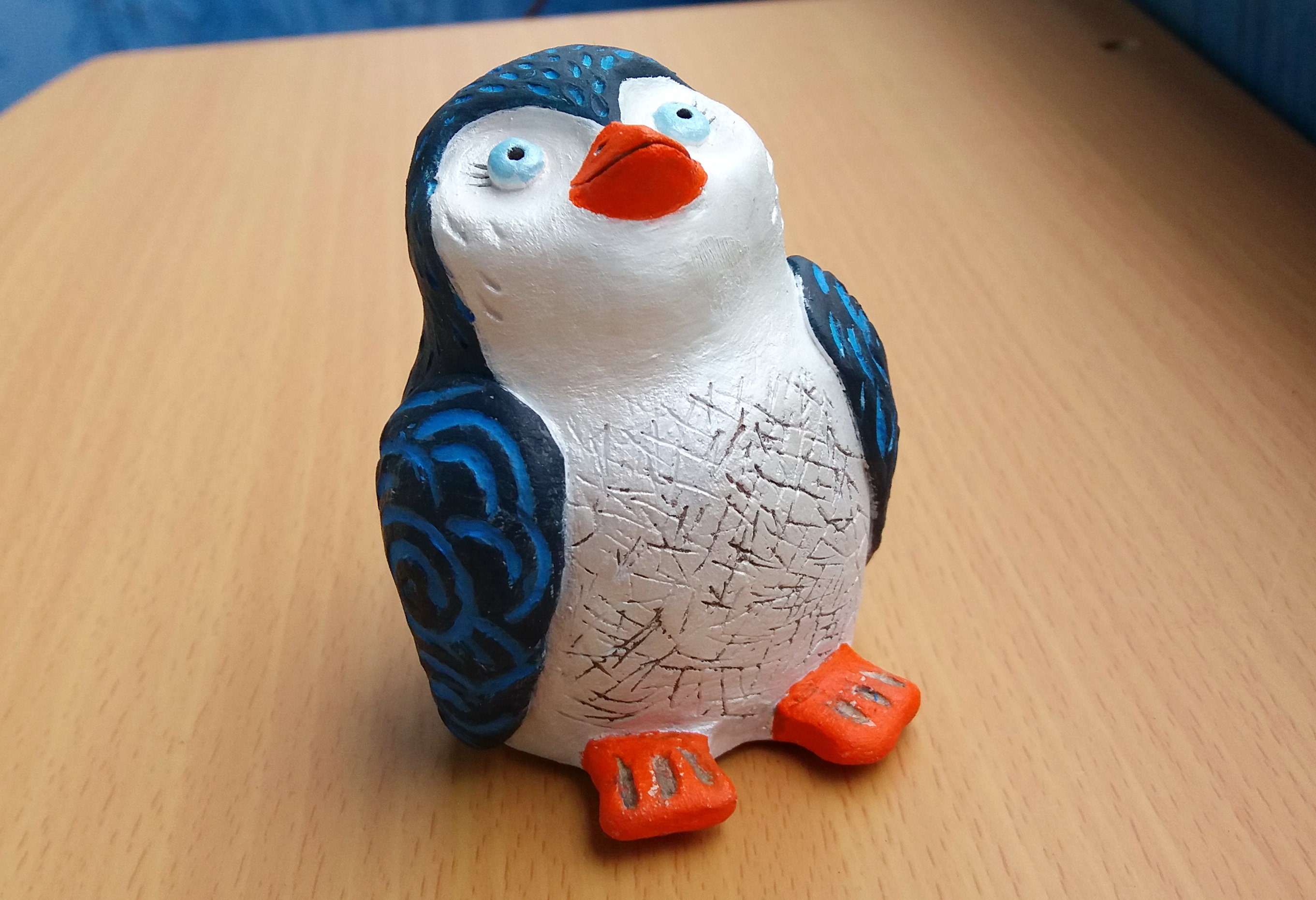 Handmade ceramic penguin Christmas figurine Clay penguin Etsy