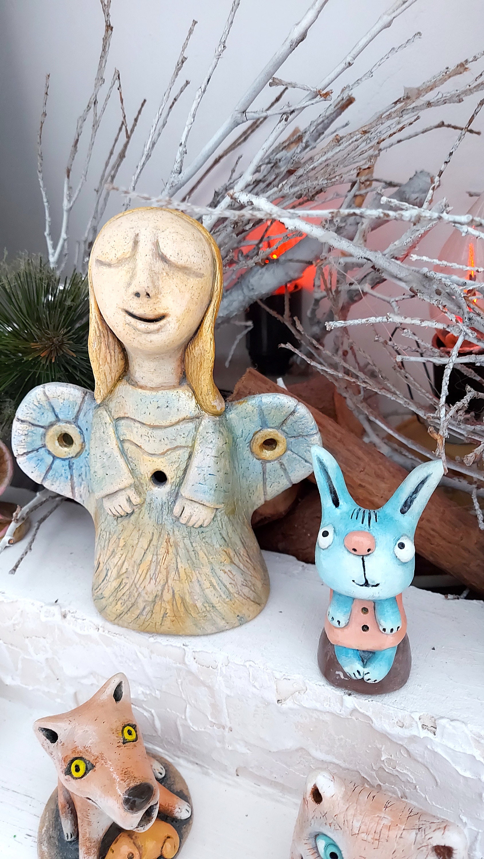 Ceramic rabbit Handmade rabbit Ceramic bunny Blue bunny Clay Etsy