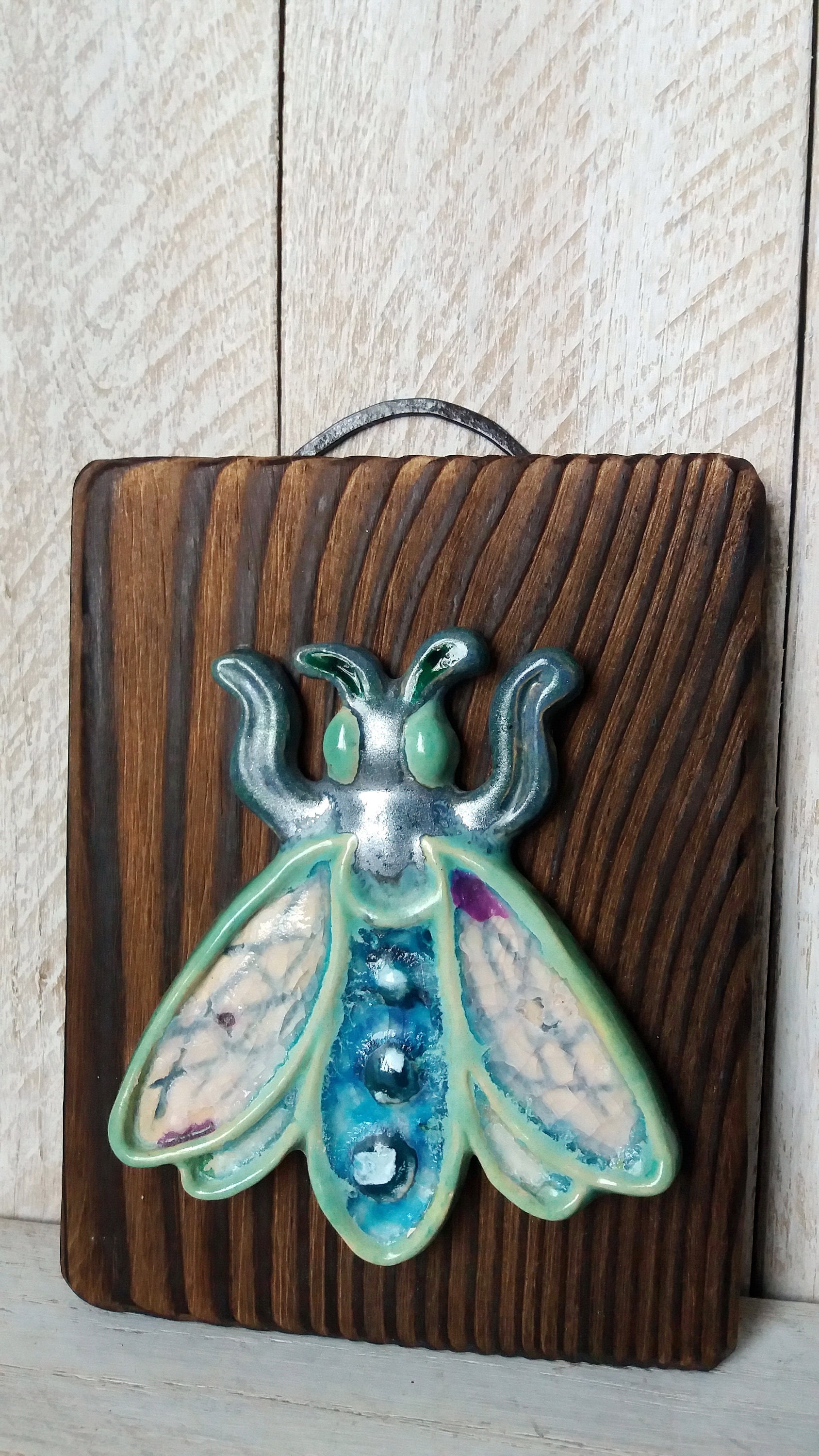 Сeramic Fly Ceramic Insect Wood Panel With Ceramic Fly Ceramic Etsy UK