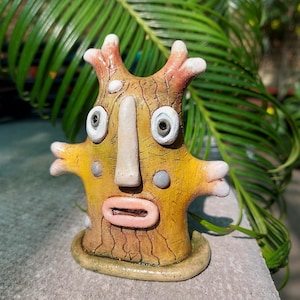 Ceramic monster figurine Ceramic creature Clay monster sculpture Keeper of the forest Handmade monster  Halloween decor