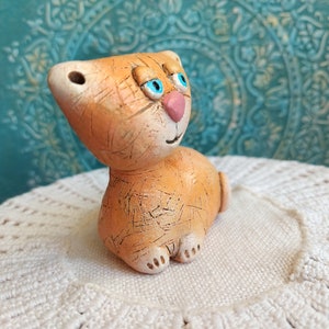 Ceramic cat figurine Handmade cat Redheaded cat Clay cat Gift for cats lover Ceramic kitten image 9