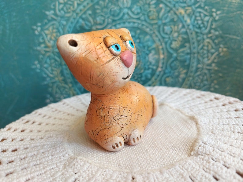 Ceramic cat figurine Handmade cat Redheaded cat Clay cat Gift for cats lover Ceramic kitten image 9