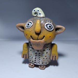 Ceramic Goblin Figurine Handmade : Unique Gift for Fantasy lover.