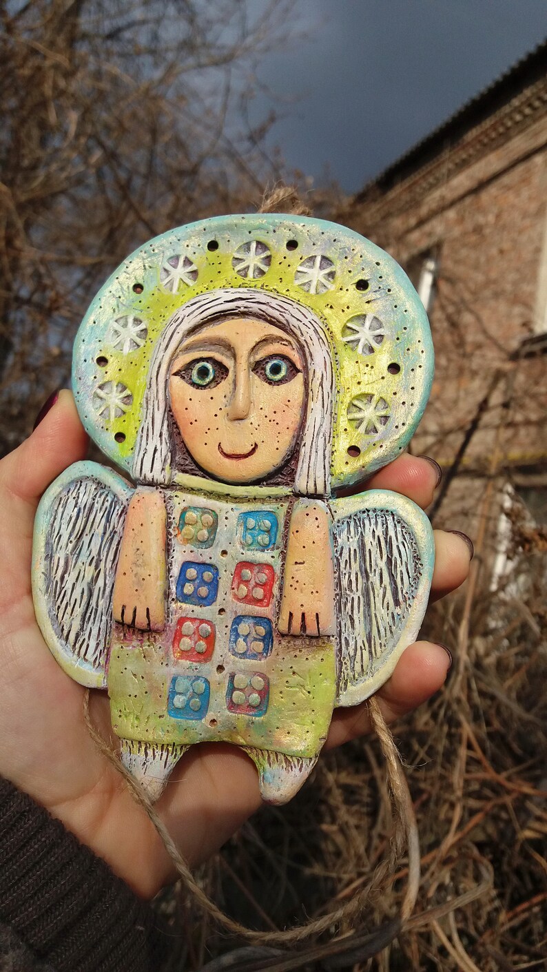 Handmade Ceramic Angel Clay Angel Wall Decor Angel Hanging Etsy