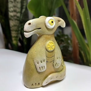 Handmade Ceramic Dragon Figurine: Green Ethnic Sculpture