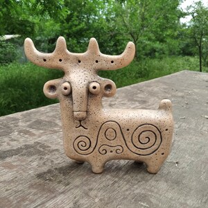 Ceramic deer figurine Clay deer Handmade deer  Collectible deer Handmade deer sculpture