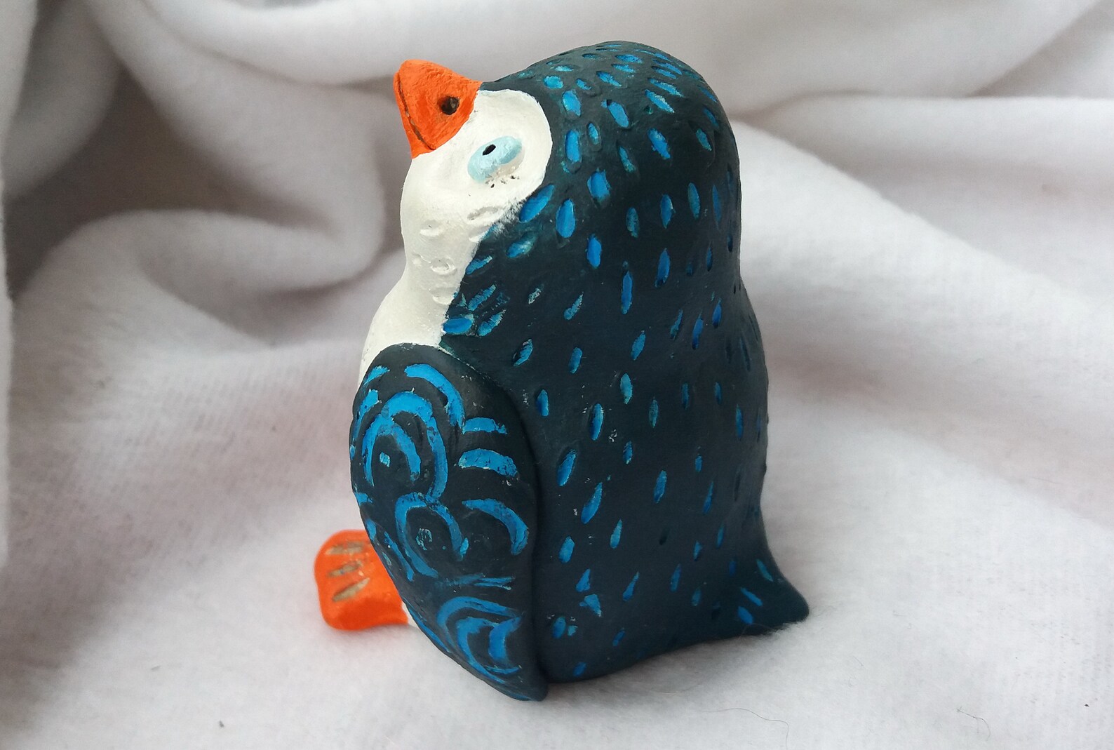 Handmade ceramic penguin Christmas figurine Clay penguin Etsy