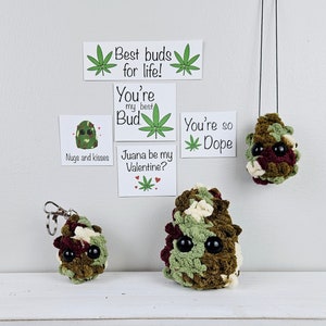 Weed Nugget Plushie, Crochet Keychain, Christmas Ornament, 420 Friends, Gift for Smoker, Marijuana, Stoner Accessories, Mary J, Pothead 4/20 image 1