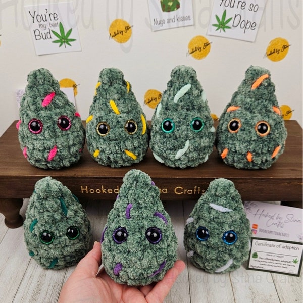 Peluche de pepita de marihuana, cogollos de ganchillo, decoración para rincón de fumadores, amigos del 420, regalo para fumadores, marihuana, accesorios para fumetas, regalo navideño para fumetas