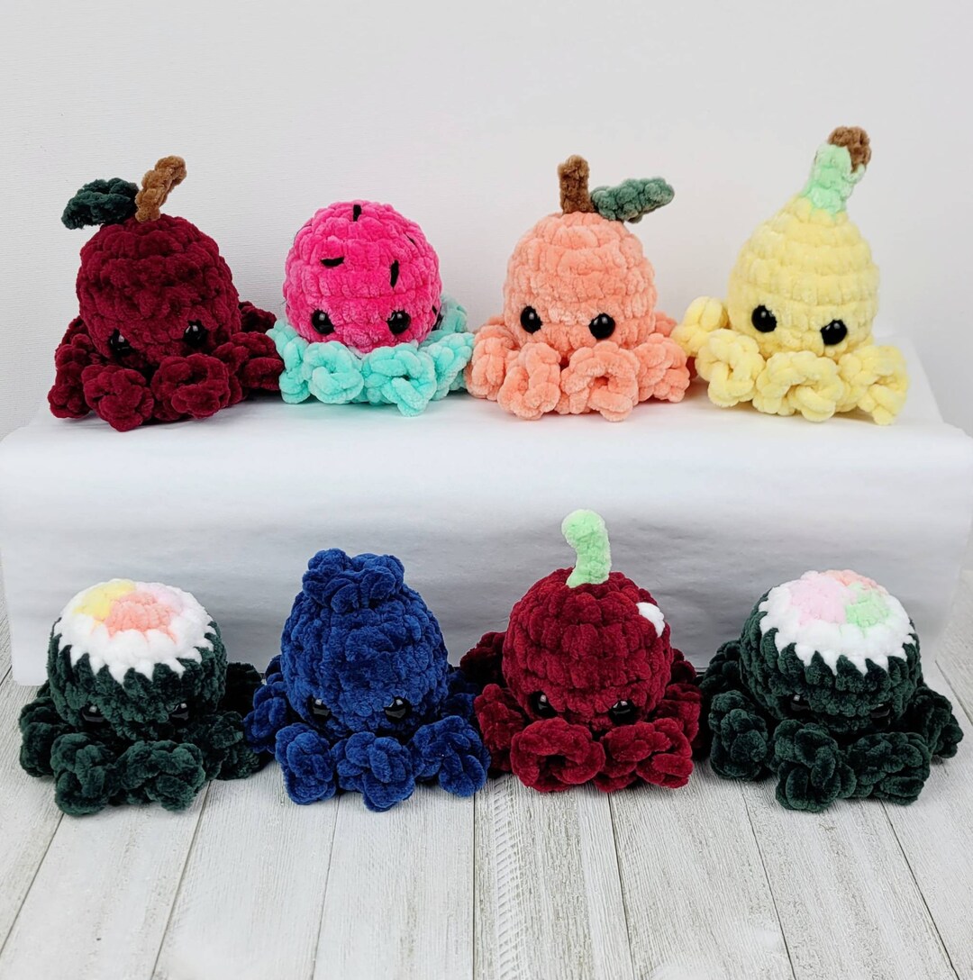 Food Theme Octopus Plushie Crochet Octopi Plush Toy Desk Etsy