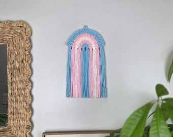 Transexual Pride Rainbow Wall Hanging, LGBTQ+, Subtle Accessory, Trans Flag Colors, Transgender Pride Wall Hanging,