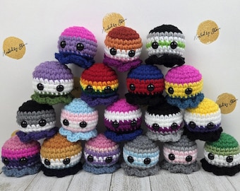 Pride Flag Crochet Octopus, Pride Month Gift, Plushie, Keychain, Ornament, Lesbian, Bi, Trans, Gay, Pan, Asexual, Nonbinary, Subtle LGBTQ+