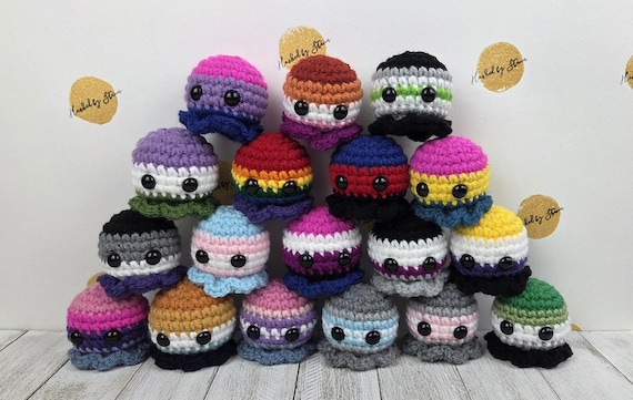 Pride Flag Crochet Octopus, Pride Month Gift, Plushie, Keychain, Ornament, Lesbian, Bi, Trans, Gay, Pan, Asexual, Nonbinary, Subtle LGBTQ+
