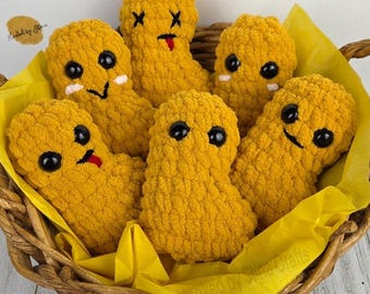 Crochet Chicken Nugget Plushie, Chicken Nuggy, Nugs and Kisses, Valentine's Day Gift, Birthday Present, Stuffed Animal, Funny Gift Ideas