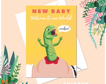 Alien New Baby Greeting Card - Birthday Cards - Cards Birthday - Funny Card - Quirky Card - New Baby - New Mum Card - Films Art - Horror