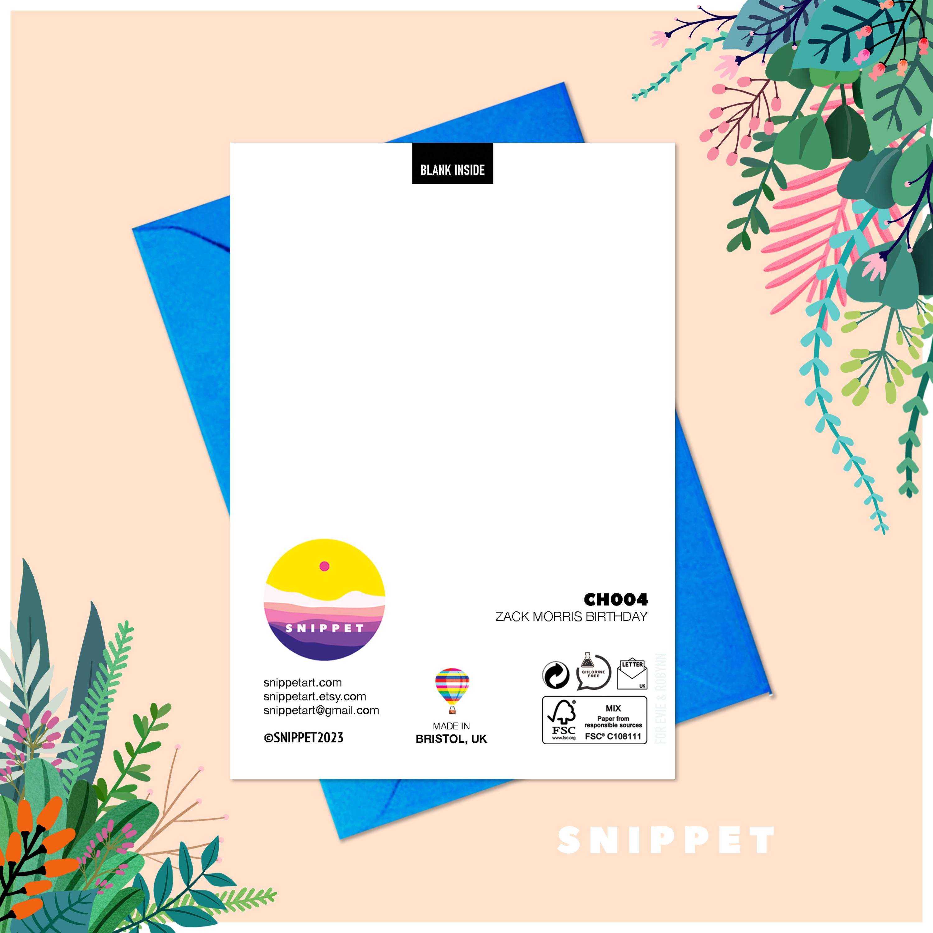 Saved By The Bell Greetings Card - Illustration - Happy Birthday -  Celebrity Cards - Celebration - 90s Nostalgia - Snippet Art - A6 Card -  Etsy Österreich, image size:3000x3000