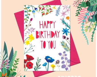 Happy Birthday To You Greeting Card - Birthday Cards - Birthday Gift for Him Her - Cards Birthday - Plants Cards - Birthday Gifts - Mum Gift