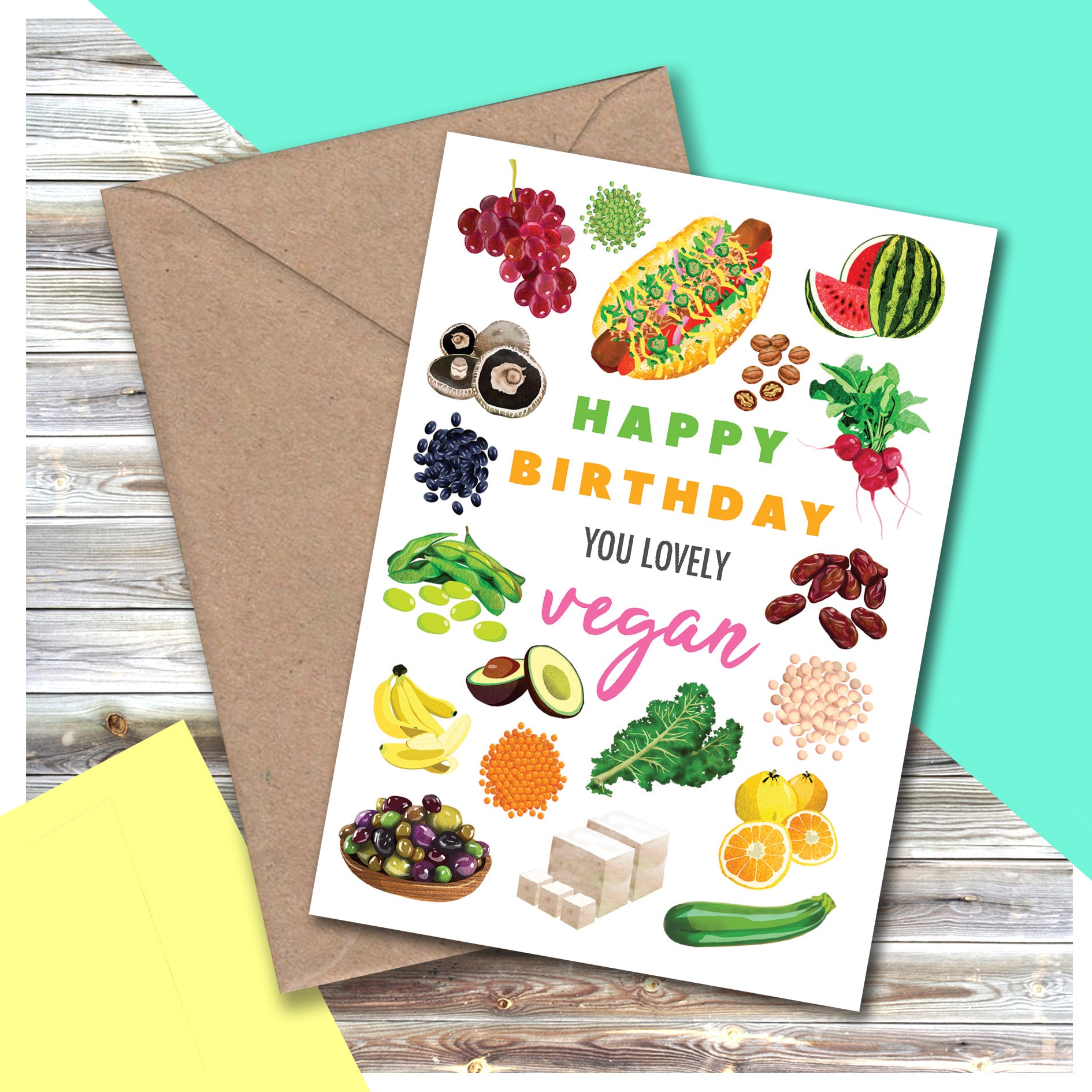 Happy Birthday You Lovely Vegan Greeting Card Birthday Cards Etsy