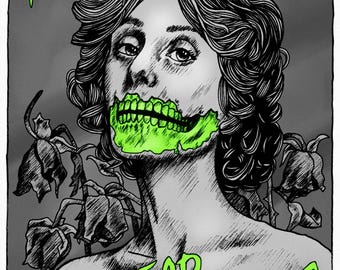 Gothic Zombie Portrait, A5 Art Print