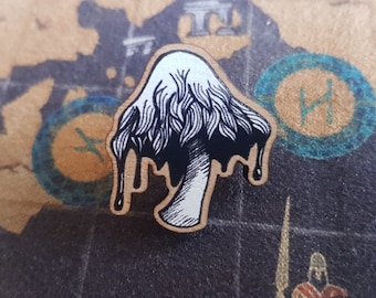 Inky Cap - Wooden Pin Badge