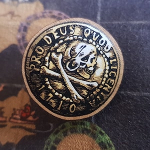Libertalia Coin - Uncharted Wooden Pin Badge - Etsy