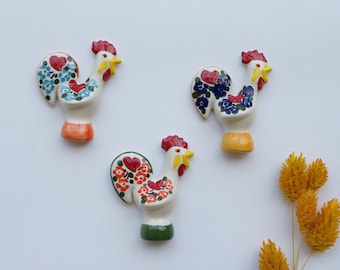 Barcelos tuppmagnet, kylmagnet, Barcelos Hahn, Good Luck Rooster magnet, portugisisk tupp, galo de Barcelos, coq de Barcelos