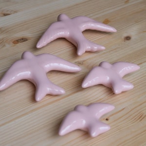 Pink swallows - set of 4 - golondrinas rosas, portuguese swallows, hirondelles roses, Ceramic Swallows, golondrinas de cerámica.