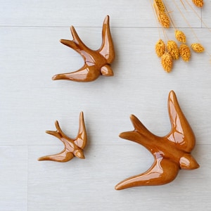Copper ceramic swallows, ceramic wall art, glazed swallow, wall hanging swallows, art ceramic, ceramic bird, wedding memo gift for guests