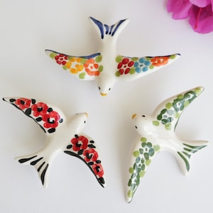 Ceramic swallows, fridge magnet, swallow magnet, portuguese swallow, Refrigerator Magnet, Wedding Favor, aimant hirondelle, imán golondrina