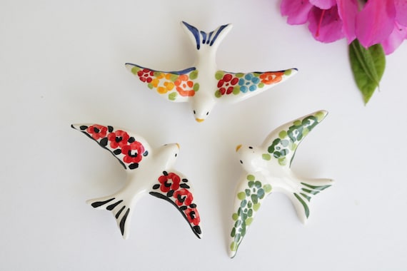 Ceramic swallows, fridge magnet, swallow magnet, portuguese swallow, Refrigerator Magnet, Wedding Favor, aimant hirondelle, imán golondrina