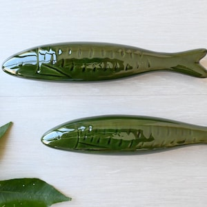 Ceramic glazer sardines - green, ceramic sardines, portuguese sardines, ceramic fish, ceramic fish for wall,wedding gift, sardine céramique
