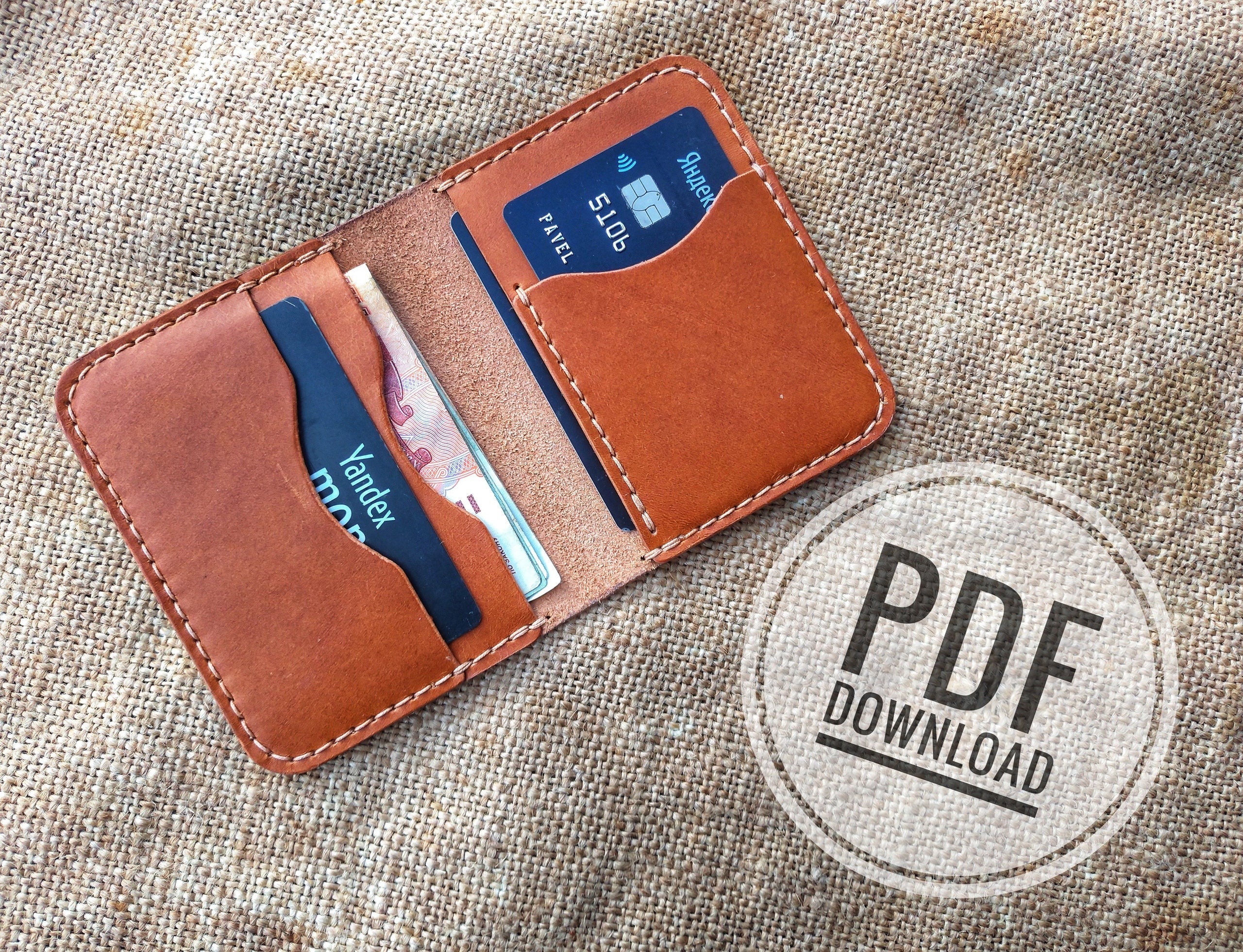 PDF leather wallet template pattern bifold cardholder | Etsy