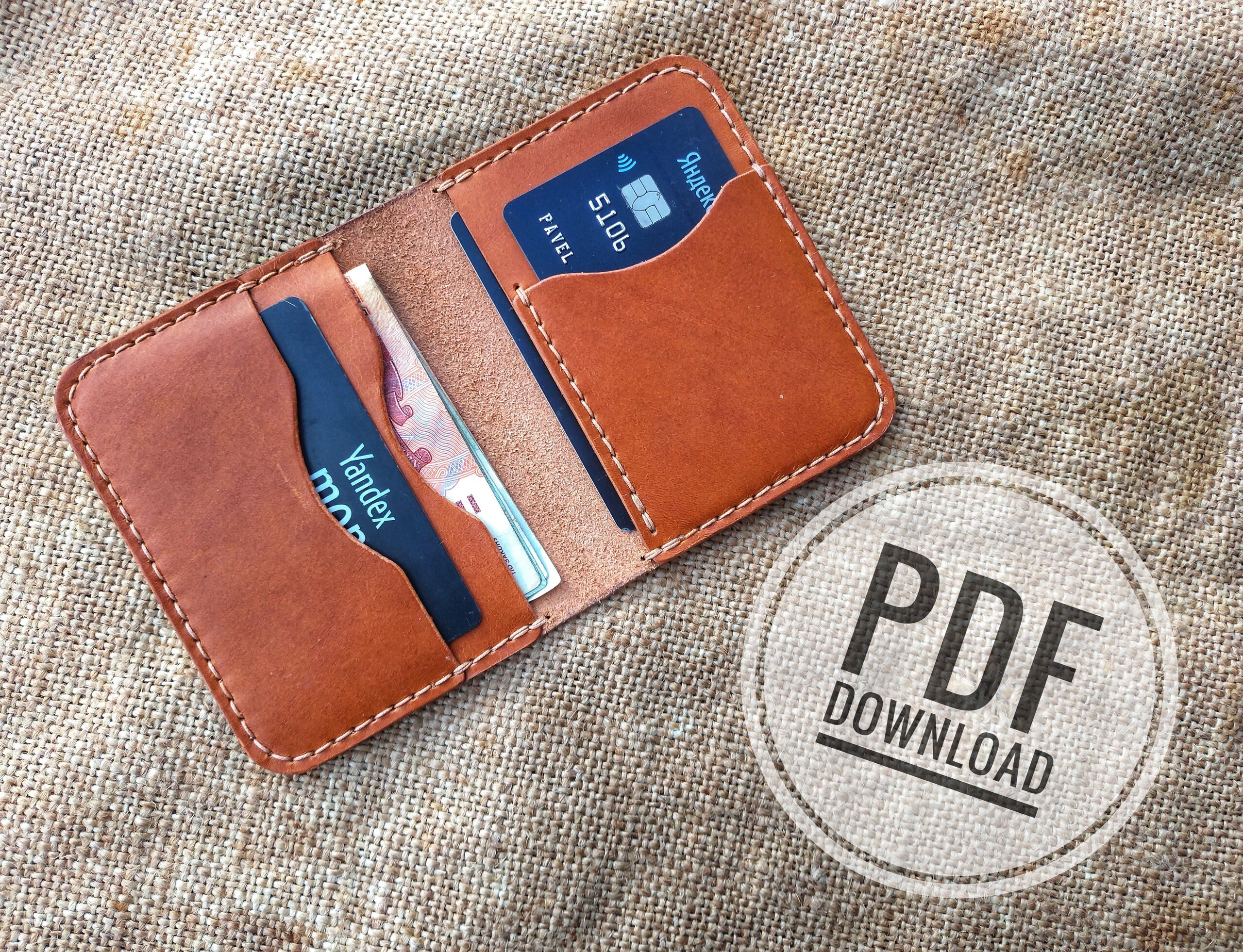 PDF Leather Wallet Template Pattern Bifold Cardholder Etsy